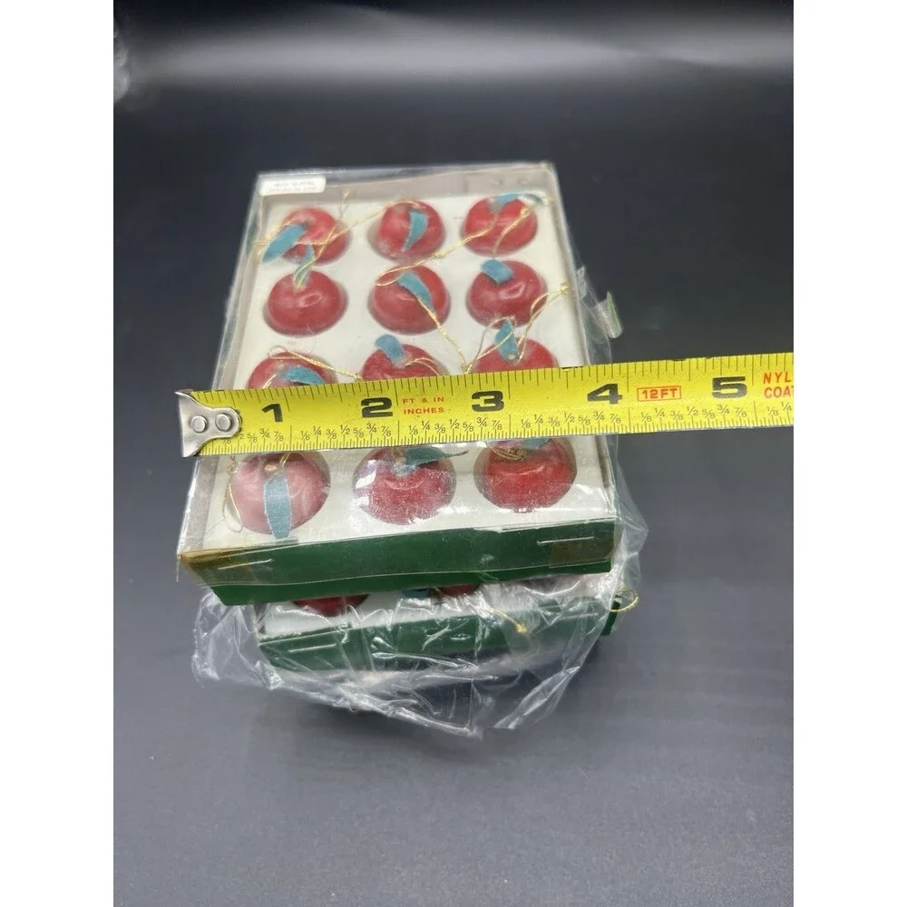 VTG Pier 1 Imports Wooden Apple Christmas Tree Ornaments Lot 36 Red Fruit Decor